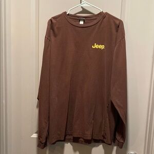 Jeep Brown Long Sleeve Shirt XL Yellow Logo